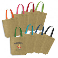 Thera Jute Tote Bag - Coloured Handles - 120518-0