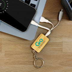 Bamboo Charging Cable Key Ring - Rectangle - 121410-2