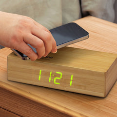 Bamboo Wireless Charging Clock - 121419-3