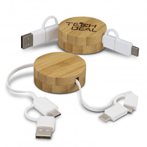 Bamboo Retractable Charging Cable - 124859-0