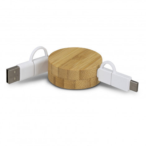 Bamboo Retractable Charging Cable - 124859-6