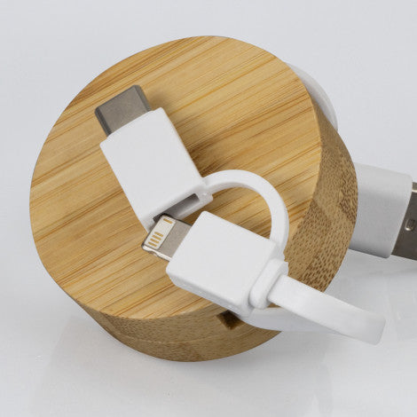 Bamboo Retractable Charging Cable - 124859-4