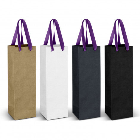 Wine Ribbon Handle Paper Bag - 125054-12