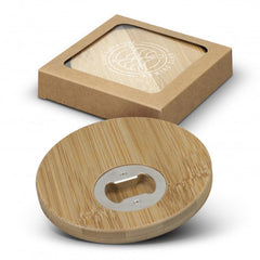 Bamboo Bottle Opener Coaster Set of 2 - Round - 125550-0