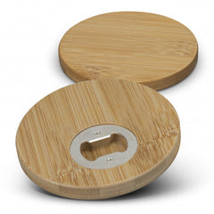 Bamboo Bottle Opener Coaster Set of 2 - Round - 125550-3