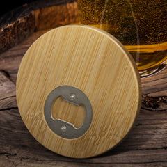 Bamboo Bottle Opener Coaster - Round - 125938-2